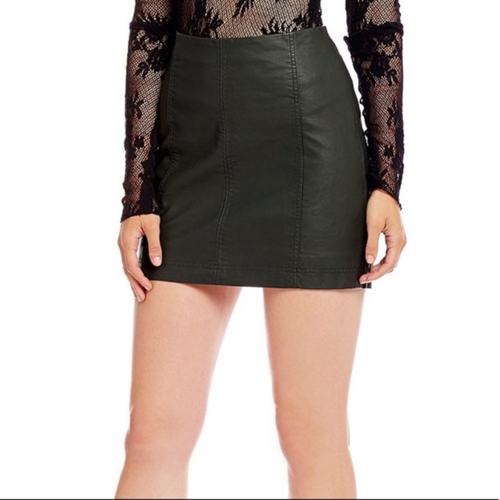 Free people green vegan leather mini skirt